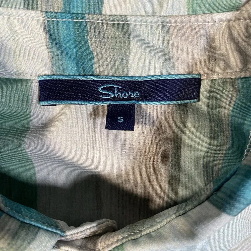 Shore Brand Mens S Golf Casual Stretch Polo Shirt Vertical Striped Made in USA